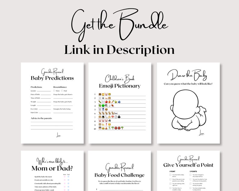 Könsavslöjande Vänlig Fejd, Könsavslöjande Spel, Babyshower Familjefejd, Minimalistiska Babyspel, Könsbabyfestaktivitet, Utskrivbart Spel bild 6