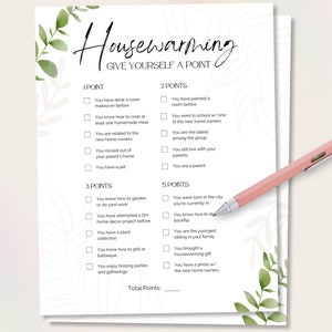 Housewarming Geben Sie sich einen Punkt, Housewarming-Spiel, Housewarming-Party-Bevorzugung, neues Home-Party-Spiel, Housewarming-Party-Spiel druckbares Spiel