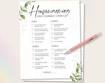 Housewarming Give Yourself a Point, Housewarming Game, Housewarming Party Favor, New Home Party Game, Housewarming Party Game Printable Game