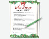 Christmas Who Knows The Boss Best, Holiday Office Party Game, Work Christmas Party Game, Adult Christmas Game for Office, Staff Ice Breaker