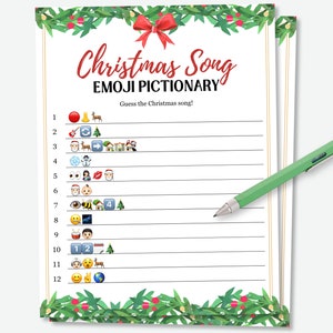 Christmas Song Emoji Pictionary, Christmas Trivia Game, Christmas Carol Emoji Game, Christmas Emoji Quiz, Printable Christmas Game for Kids