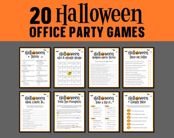 Halloween Party Games for Adults, Printable Halloween Games for Office, Adult Halloween Games for Work Party, Halloween Office Party Games
