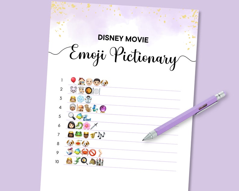 Disney Movie Emoji Pictionary Girls Birthday Party Games - Etsy