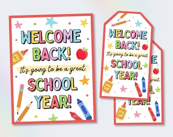 Letrero de regreso a la escuela, etiqueta de regalo para el primer día de clases, etiqueta de regalo para el regreso a la escuela, letrero de bienvenida para la escuela, letrero de PTO PTA, etiqueta de regreso a la escuela