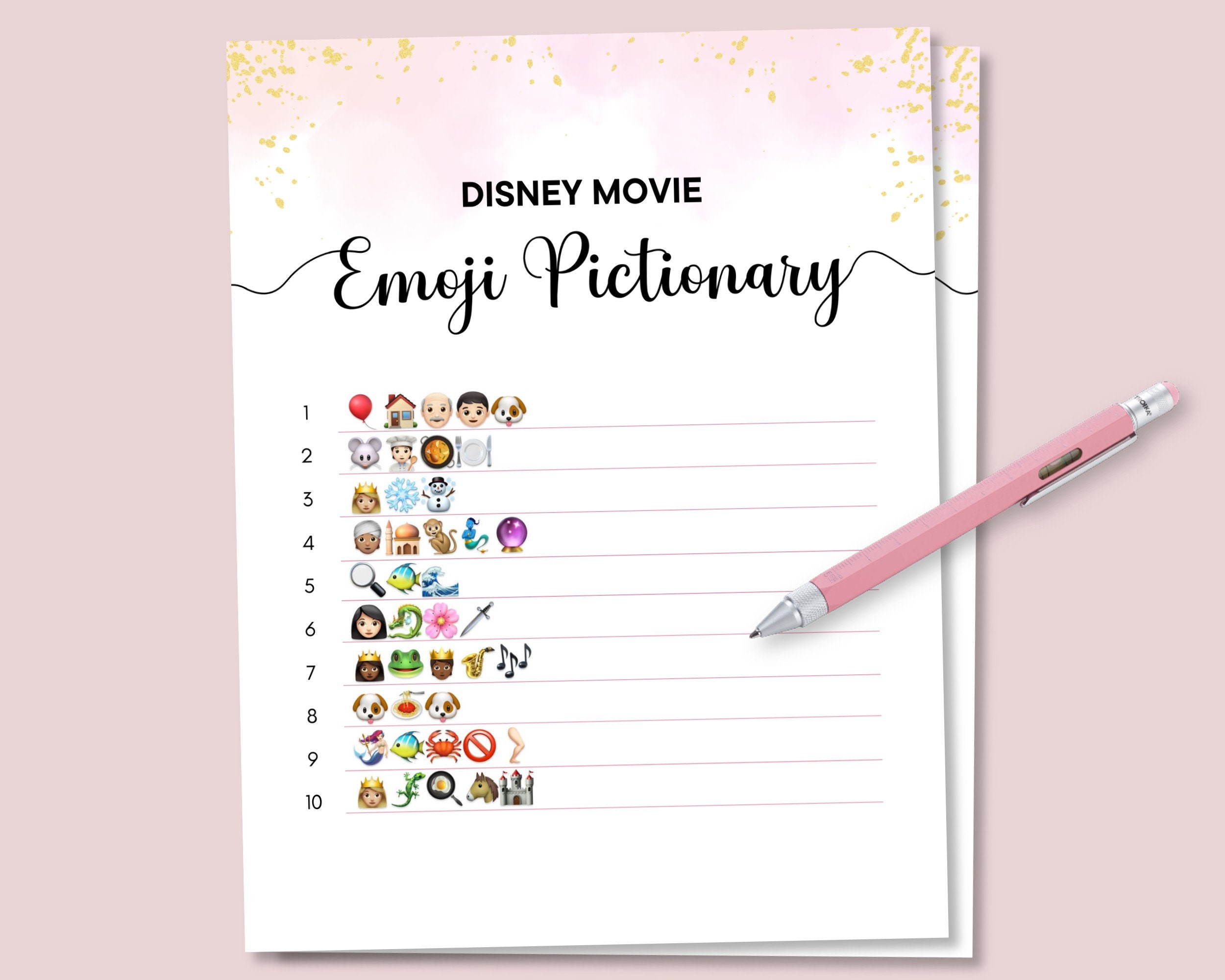 Disney Movie EMOJI Pictionary Children's Birthday Party Game, Minnie ...