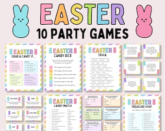Easter Party Games Bundle, Easter Family Games, Printable Easter Party Games, Easter Classroom Activities for Kids, Easter Trivia Feud Game