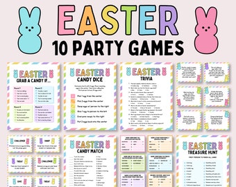 Easter Party Games Bundle, Easter Family Games, Printable Easter Party Games, Easter Classroom Activities for Kids, Easter Trivia Feud Game