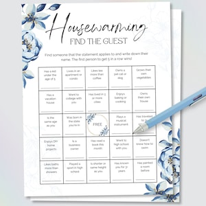 Housewarming Find the Guest, Housewarming Bingo, Housewarming Game, Housewarming Party Favor, New Home Party Game, Housewarming Party Game
