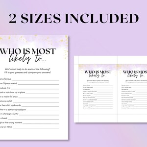 Who is Most Likely To Purple Teen Girl Birthday Game Purple - Etsy