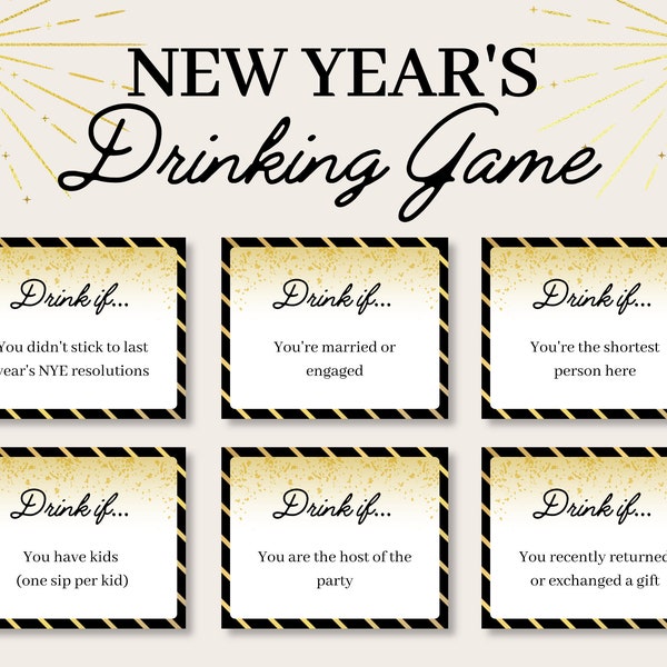 New Years Drink If Card Game, New Years Eve Drinking Game, New Years Eve Party Game for Adults, New Years Drinking Game, NYE Drink If Game