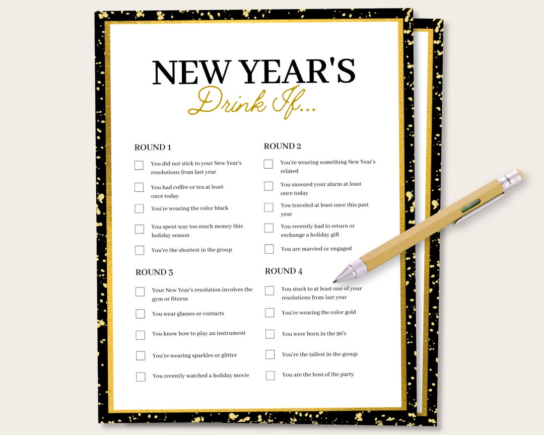 New Years Drink If Game, New Years Eve Drinking Game, New Years Eve ...