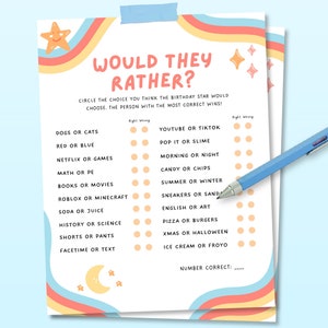 Would You Rather Slumber Party Games, Boys Bday Sleepover Games, Birthday Party Games, Boys Sleepover Birthday Games, Boys Birthday Games