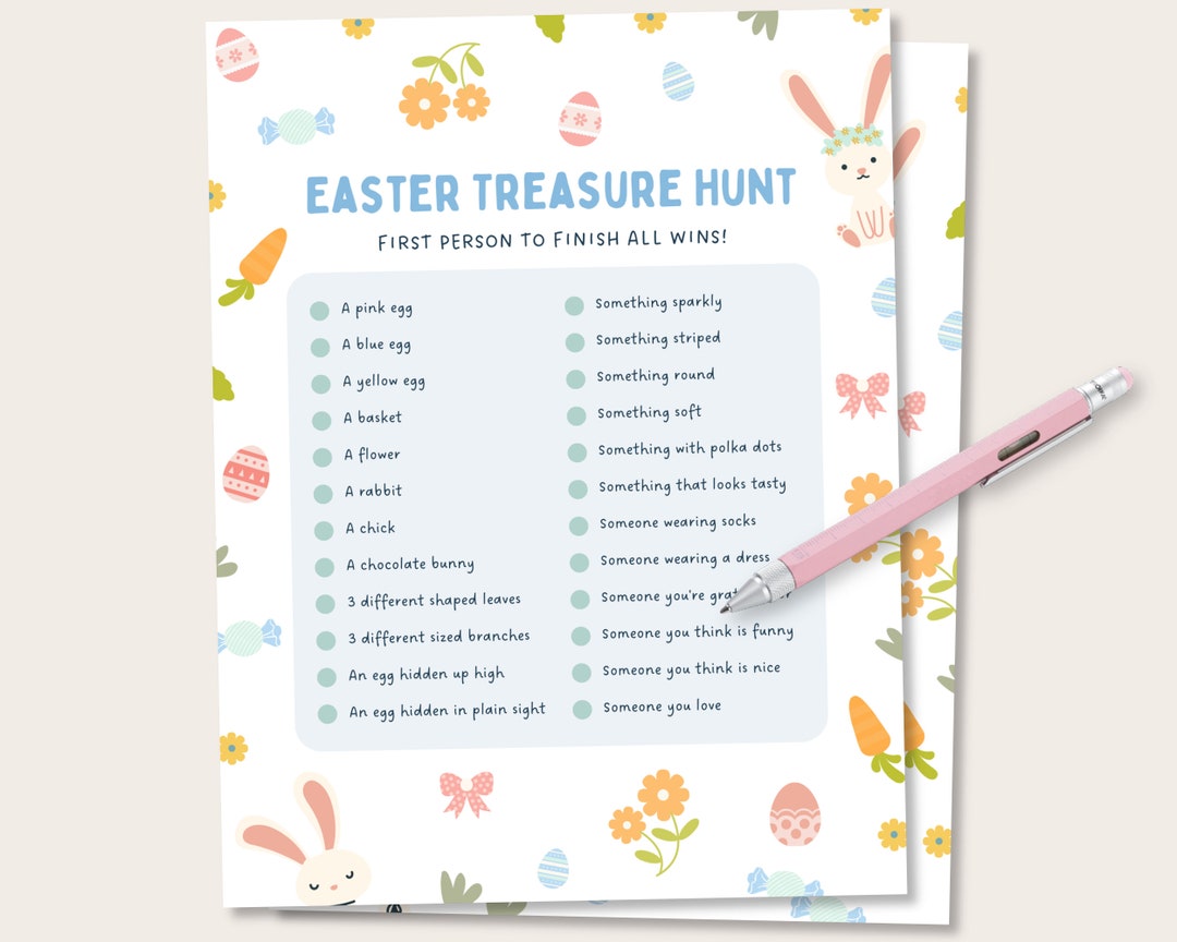 Easter Treasure Hunt, Easter Scavenger Hunt for Kids, Indoor Easter