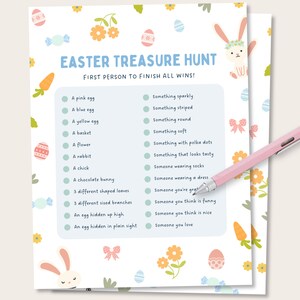 Easter Treasure Hunt, Easter Scavenger Hunt for Kids, Indoor Easter Treasure Hunt, Easter Egg Hunt Clues for Kids, Printable Kid Easter Game