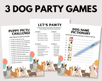 Dog Birthday Party Game Bundle, Printable Dog First Birthday Party Game, Puppy Pawty Favor, Puppy First Birthday Party Decor, Dog Party Game