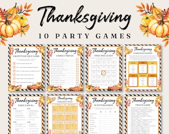 Thanksgiving Party Games Bundle, Printable Thanksgiving Games, Friendsgiving Party Games, Thanksgiving Family Games, Thanksgiving Activities