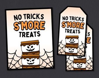 Halloween Smores Treat Tag, Halloween Treat Bag Tags, Smores Halloween Gift Tags, Halloween Class Gift Tags, Halloween Party Favor Tags