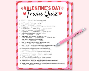 Valentines Day Trivia Game, Valentine Day Party Game for Kids, Valentines Day Trivia Quiz, Valentines Day Activity, Galentine Day Party Game