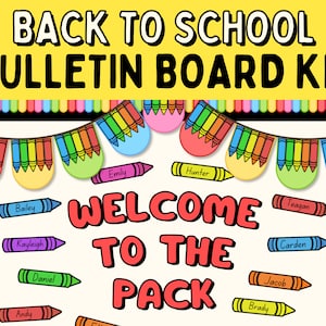 Welcome Back to School Bulletin Board Kit, Crayon Bulletin Board Decor, Welcome Back to School Classroom Decor, Rainbow Classroom Door Decor