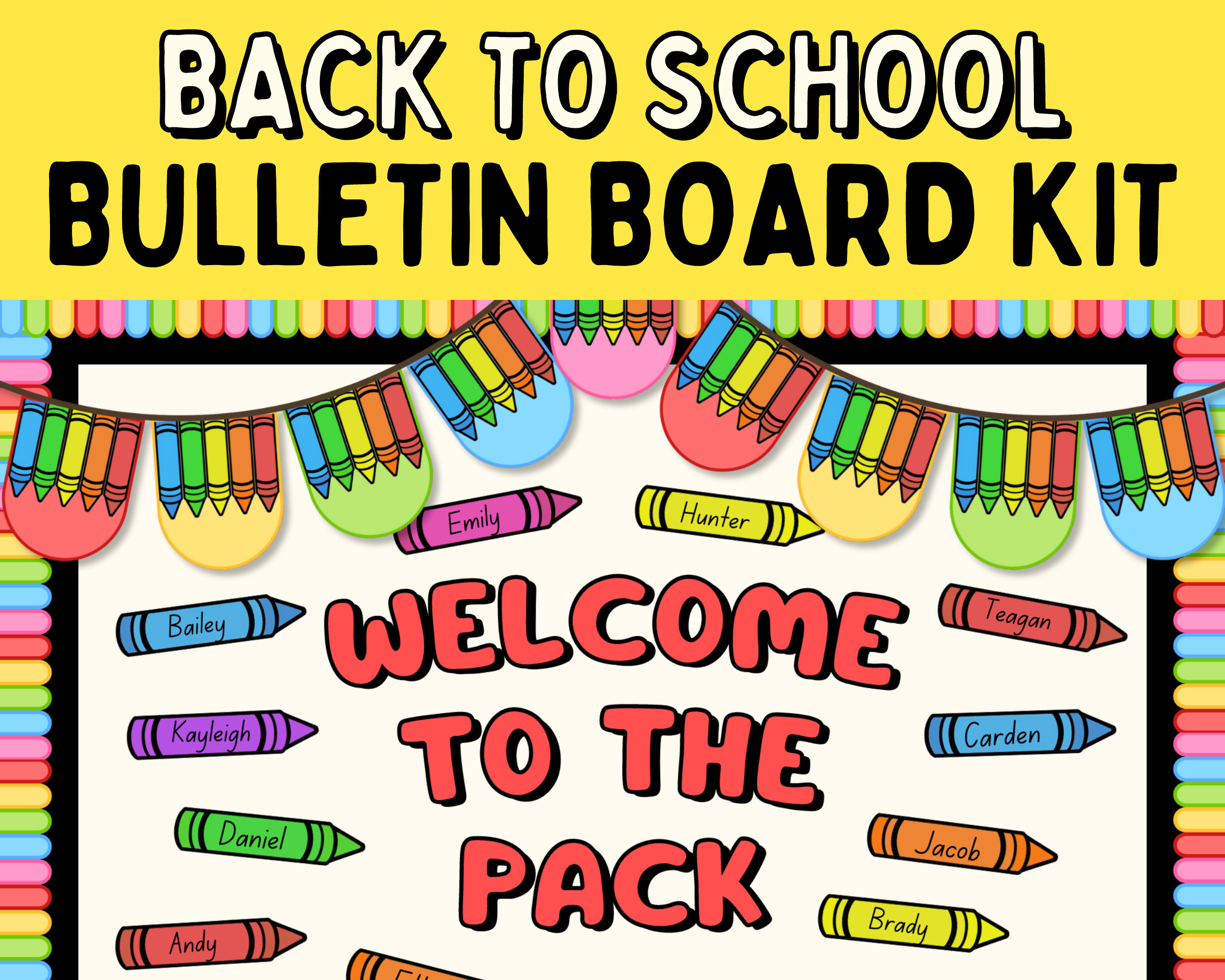 GreenPine Crayon Bulletin Board Decorations Color Cutouts Back To School Name Tags Colorful Crayons Themed Party Supplies For Teachers Student