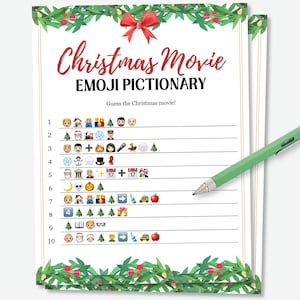 Christmas Movie Emoji Pictionary, Christmas Movie Trivia Game, Christmas Movie Emoji Game, Fun Christmas Party Game, Kids Christmas Activity