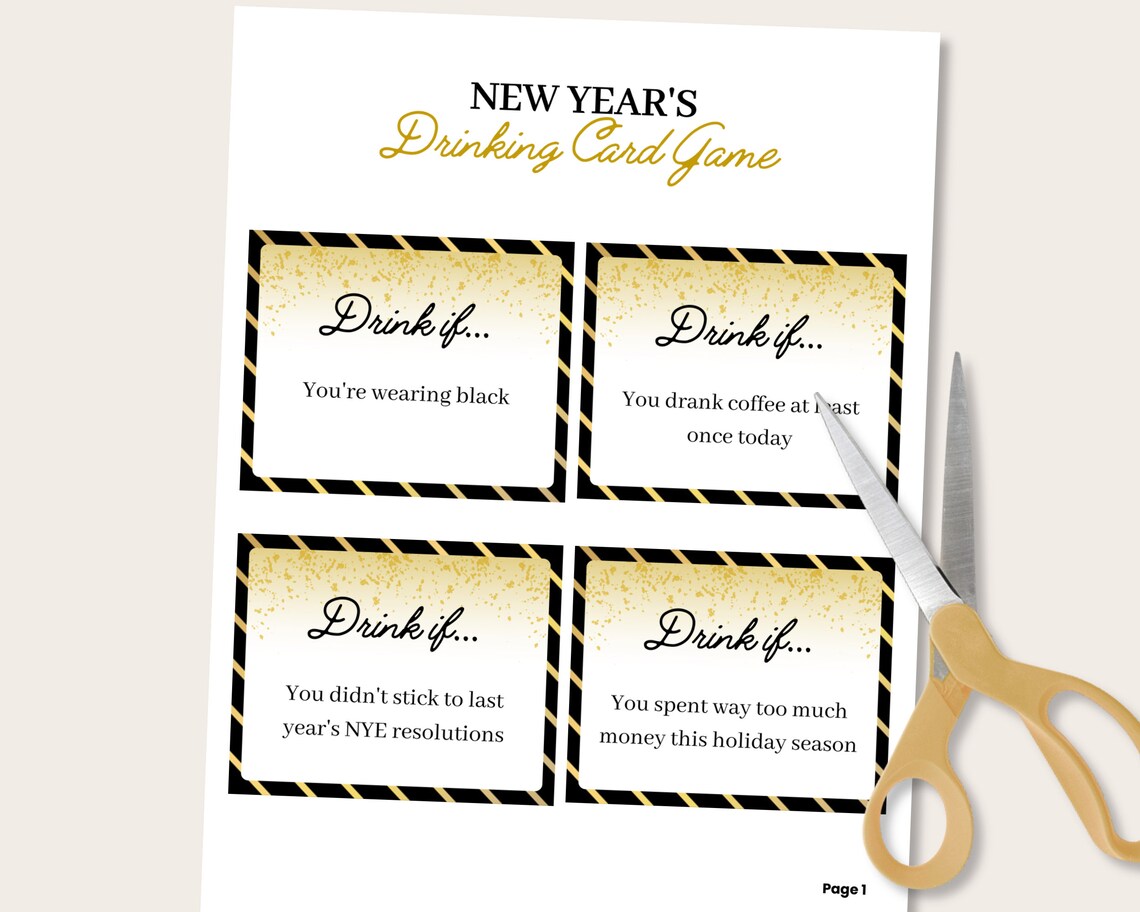 New Years Drink If Card Game New Years Eve Drinking Game New - Etsy