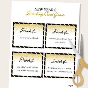 New Years Drink If Card Game, New Years Eve Drinking Game, New Years ...