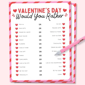 Valentinstag würdest du lieber Spiel, Valentinstag dieses oder jenes Spiel, Galentine Day Party Spiel, Valentinstag Spiel, Valentinstag Aktivität