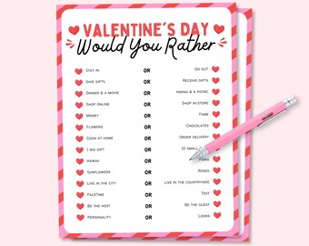 Valentines Day Would You Rather Game, Valentines Day This Or That Game, Galentine Day Party Game, Valentine Day Game, Valentine Day Activity