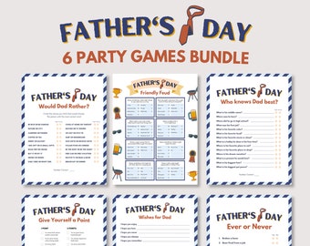 Fathers Day Party Games Bundle, Printable Fathers Day Games, Fathers Day Activities for Kids, Fathers Day Printable Game, Fathers Day Trivia