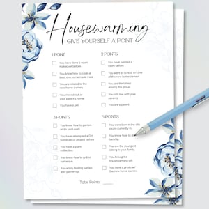 Housewarming Geben Sie sich einen Punkt, Housewarming-Spiel, Housewarming-Party-Bevorzugung, neues Home-Party-Spiel, Housewarming-Party-Spiel druckbares Spiel