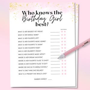 Who Knows The Bday Girl Best, Teen Girl Birthday Game, Sweet 16 Birthday Party Games, Teenager Girls Birthday Party, Sweet 16 Birthday Games