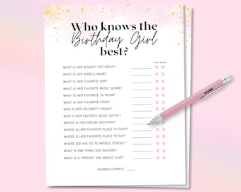 Who Knows The Bday Girl Best, Teen Girl Birthday Game, Sweet 16 Birthday Party Games, Teenager Girls Birthday Party, Sweet 16 Birthday Games