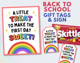 Printable First Day of School Gift Tag & Sign, Back to School Snack Label, Classroom Favor Tags for Students, Welcome Back Student Treat Tag
