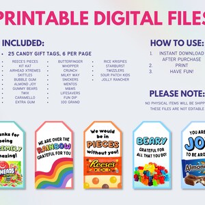 25 Appreciation Candy Bar Gift Tags, Printable Candy Thank You Gift ...