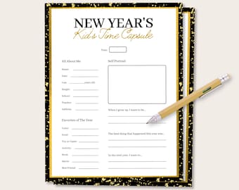 New Years Eve Kids Time Capsule Game, New Years Party Game, New Year Eve Activity for Kid, Kids New Year Eve Activity, NYE Activity for Kids