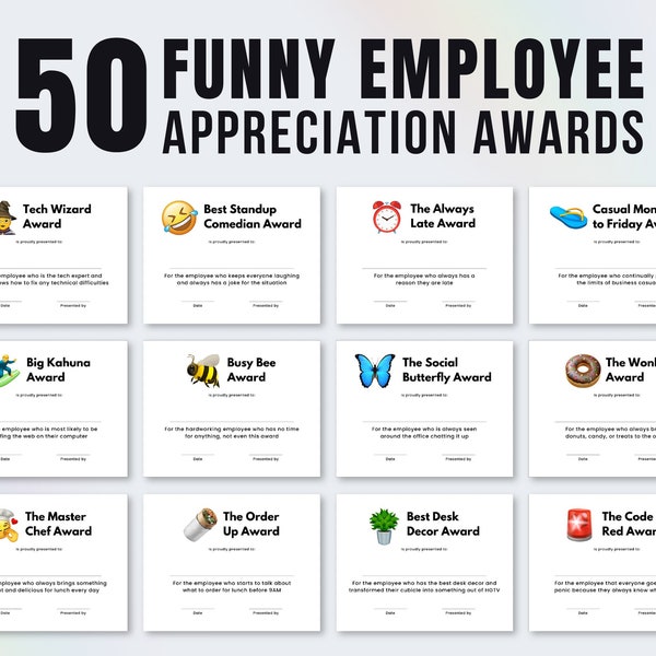 Funny Employee Appreciation Award Certificate, Recognition Award for Employee, Staff Appreciation Gift, Funny Gift for Employee Appreciation
