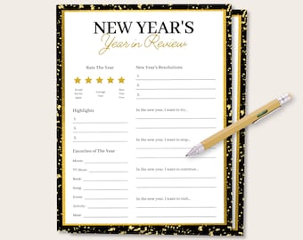 New Years Year In Review Game, New Year Eve Party Game, New Year Eve Activity for Kids, New Years Time Capsule, NYE Party Game, NYE Activity