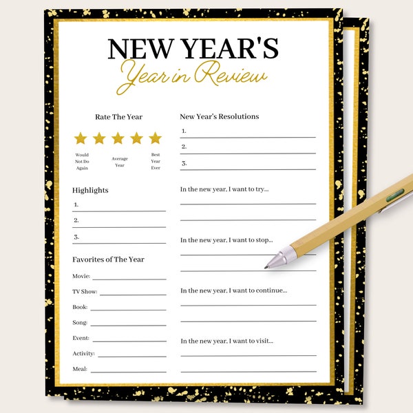 New Years Year In Review Game, New Year Eve Party Game, New Year Eve Activity for Kids, New Years Time Capsule, NYE Party Game, NYE Activity