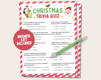 Christmas Trivia for Kids and Adults, Christmas Trivia Questions and Answers, Holiday Trivia Game for Family, Office Christmas Party Game