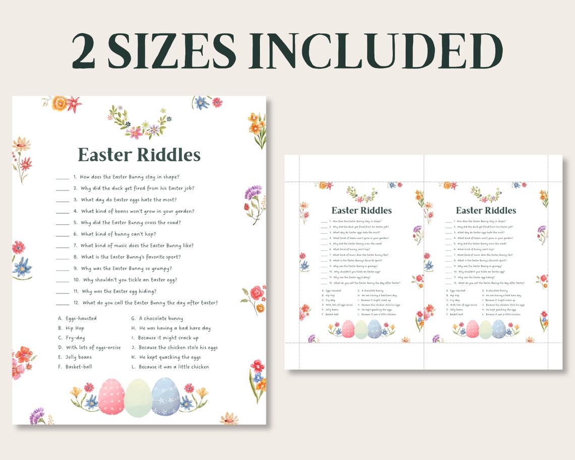 Easter Riddles Easter Riddles for Kids Fun Easter Activity Etsy