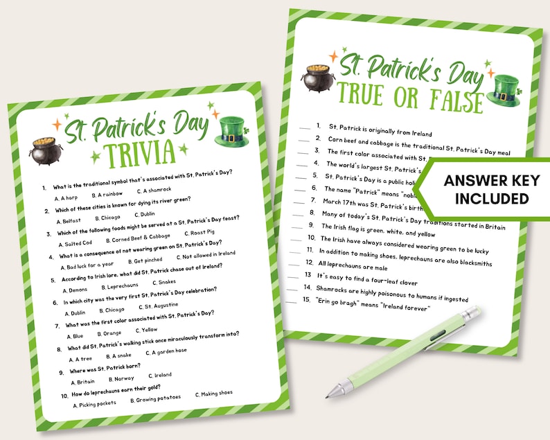 St Patrick's Day Party Game Bundle, Printable St Patricks Day Games, St Patricks Day Activity for Kids, St Pattys Day Party Games for Adults image 5