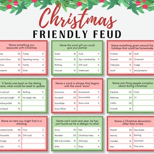 Christmas Family Feud, Christmas Trivia Game, Holiday Friendly Feud Game, Christmas Family Game, Holiday Party Game, Family Feud Quiz Game