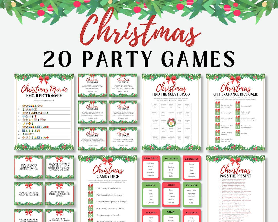 Printable Christmas Game Bundle, Christmas Party Games for Family ...