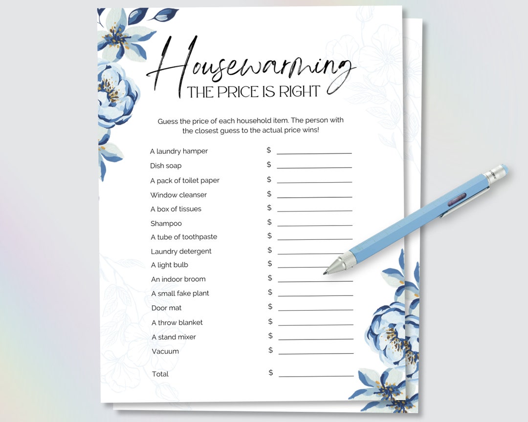 Housewarming the Price is Right Game, Housewarming Game, Housewarming