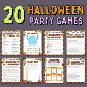 20 Halloween Games Bundle, Halloween Printable Games for Kids Halloween Party, Fun Halloween Family Activities, Halloween Class Party Games