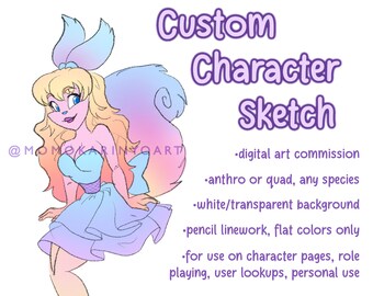 Custom Character Sketch - Human, Anthro or Quad, Any Species