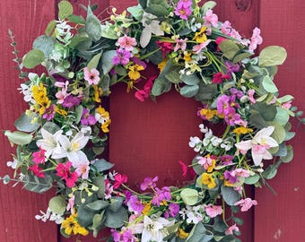 Handmade Floral Wreath| Eucalyptus & Wildflowers