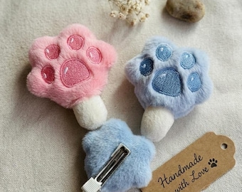 Pluszowa spinka do włosów w kształcie kociej łapki, spinka 3D Kawaii, ozdoba do torebki ze sztucznego futra dla kociąt