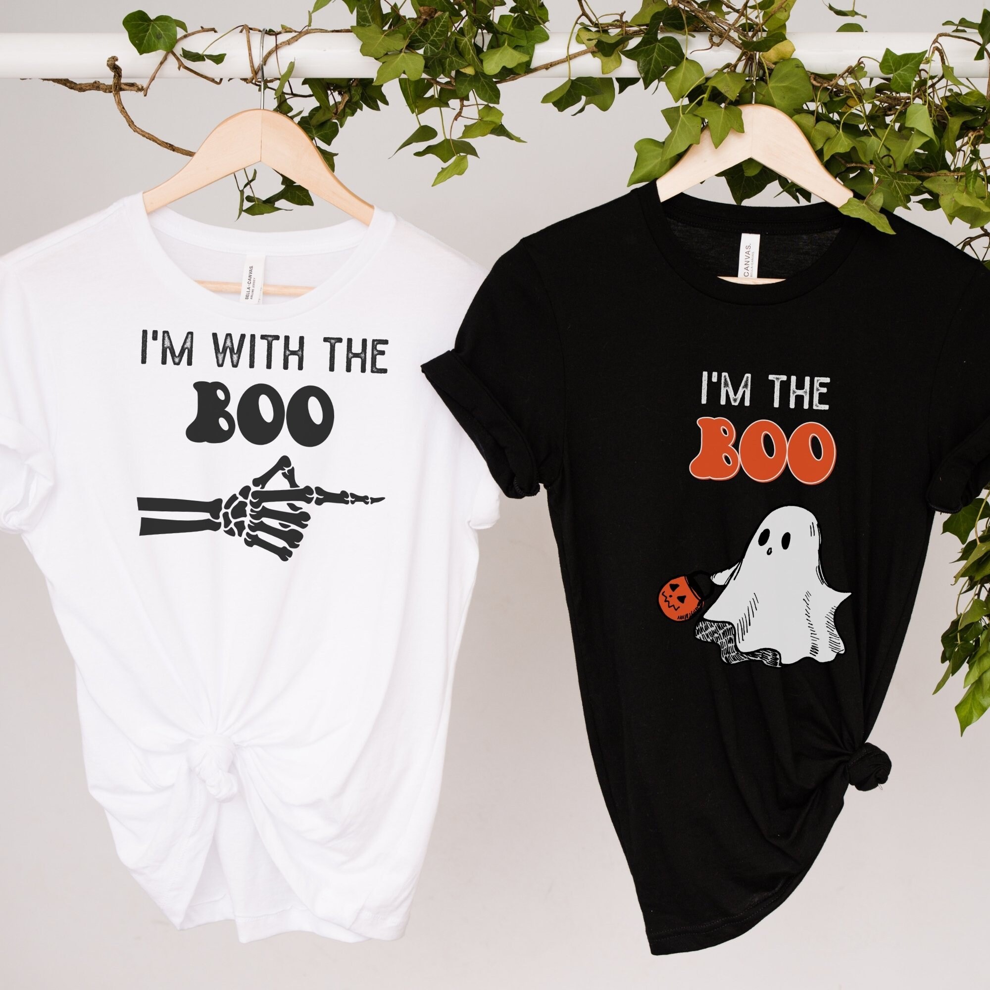 Discover I'm with the boo, Matching couple Halloween t-shirts, Halloween costume for couples,Skeleton, Ghost girl, ghost boy, Lazy Halloween costume